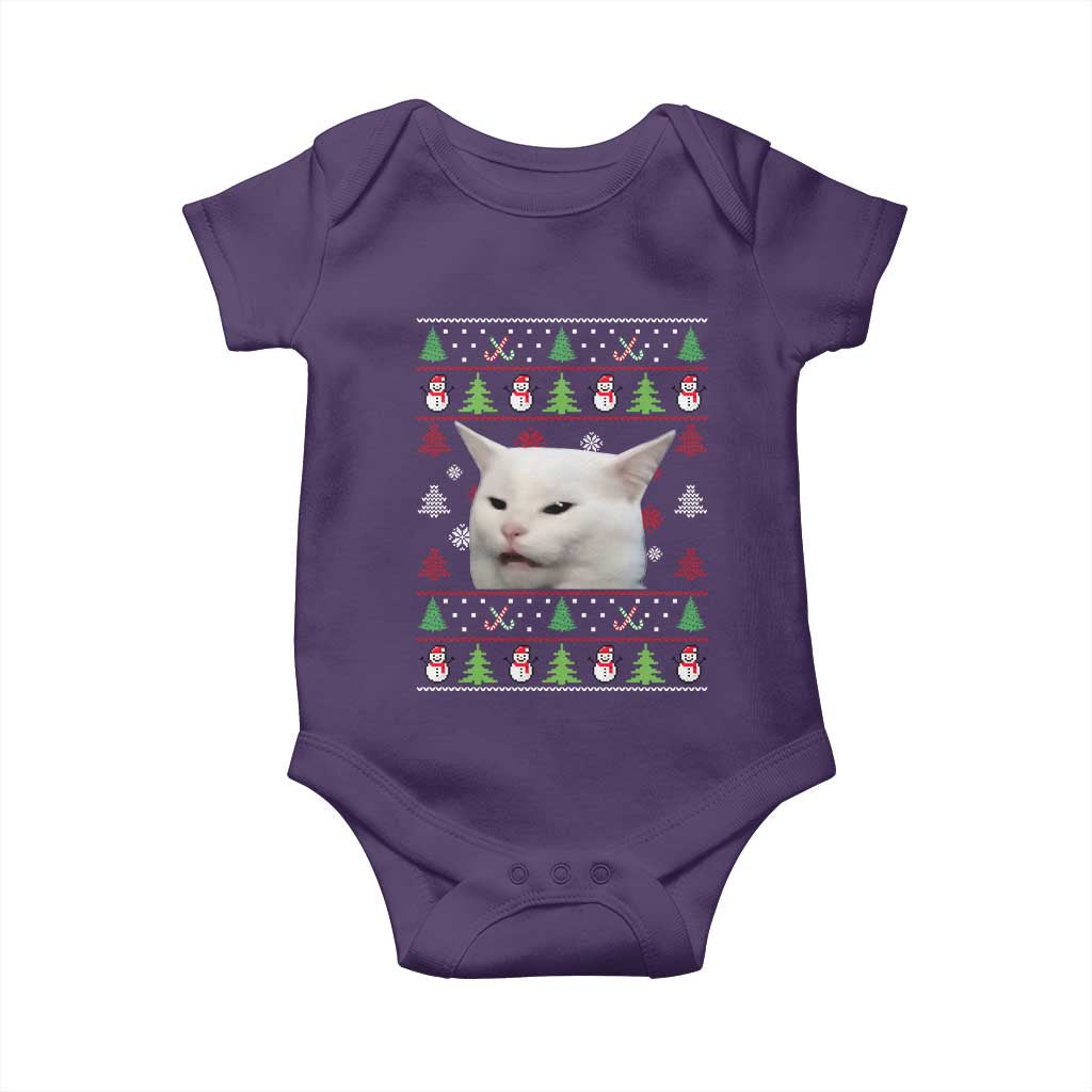Woman Yelling At A Cat Ugly Christmas Baby Onesie Funny Cat Meme Matching Couple Christmas Pajama - Wonder Print Shop