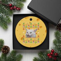 Woman Yelling At A Cat Ugly Christmas Ceramic Ornament Funny Cat Meme Matching Couple Christmas Pajama - Wonder Print Shop