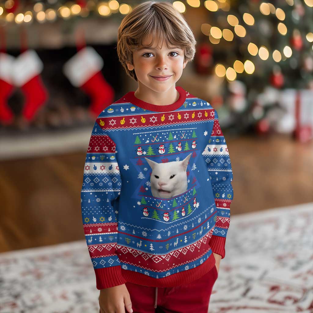 Woman Yelling At A Cat Ugly Christmas Hanukkah Ugly Sweater Funny Cat Meme Matching Couple Christmas Pajama - Wonder Print Shop