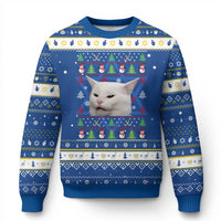 Woman Yelling At A Cat Ugly Christmas Hanukkah Ugly Sweater Funny Cat Meme Matching Couple Christmas Pajama - Wonder Print Shop