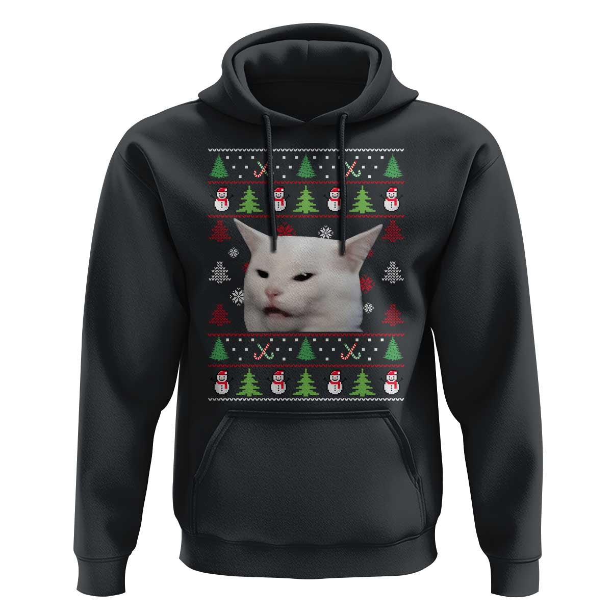 Woman Yelling At A Cat Ugly Christmas Hoodie Funny Cat Meme Matching Couple Christmas Pajama - Wonder Print Shop