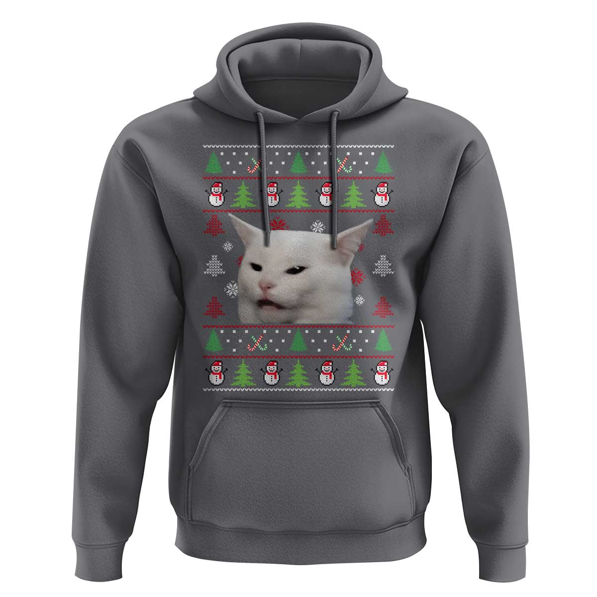 Woman Yelling At A Cat Ugly Christmas Hoodie Funny Cat Meme Matching Couple Christmas Pajama - Wonder Print Shop