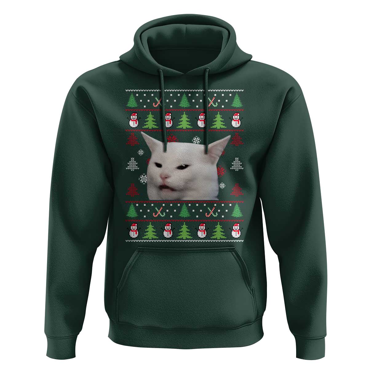 Woman Yelling At A Cat Ugly Christmas Hoodie Funny Cat Meme Matching Couple Christmas Pajama - Wonder Print Shop