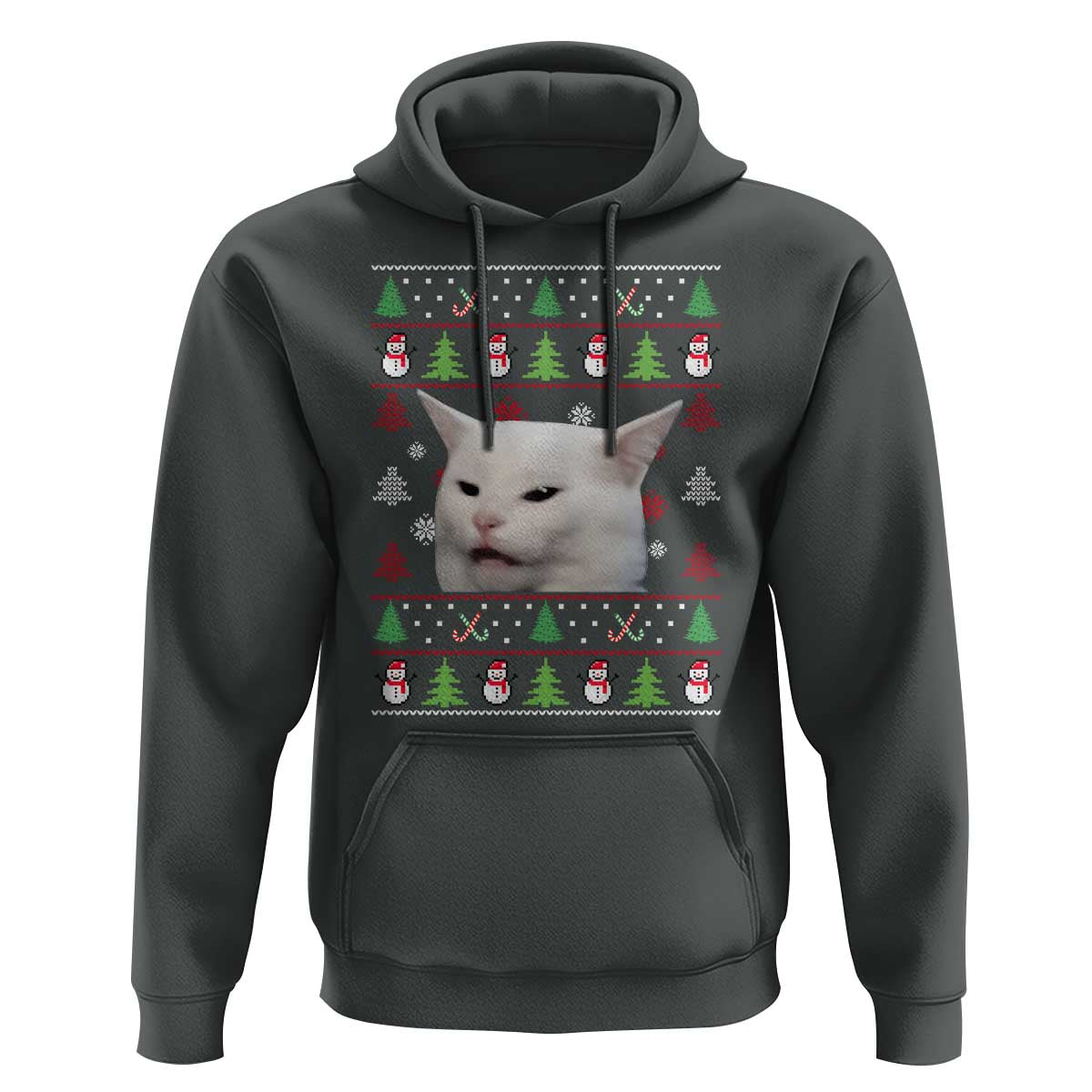 Woman Yelling At A Cat Ugly Christmas Hoodie Funny Cat Meme Matching Couple Christmas Pajama - Wonder Print Shop