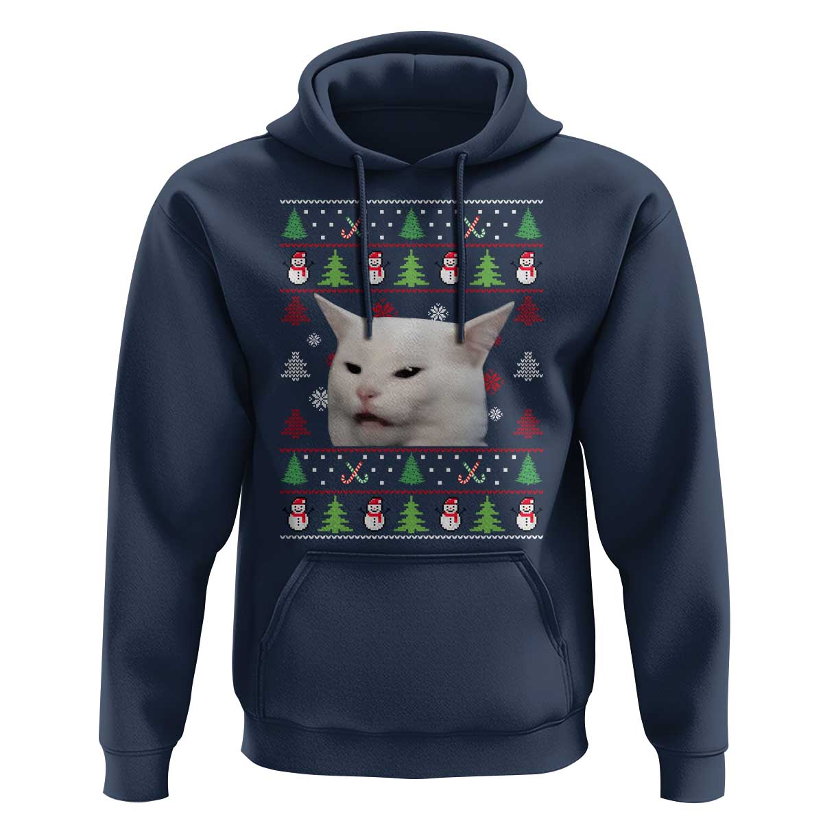 Woman Yelling At A Cat Ugly Christmas Hoodie Funny Cat Meme Matching Couple Christmas Pajama - Wonder Print Shop