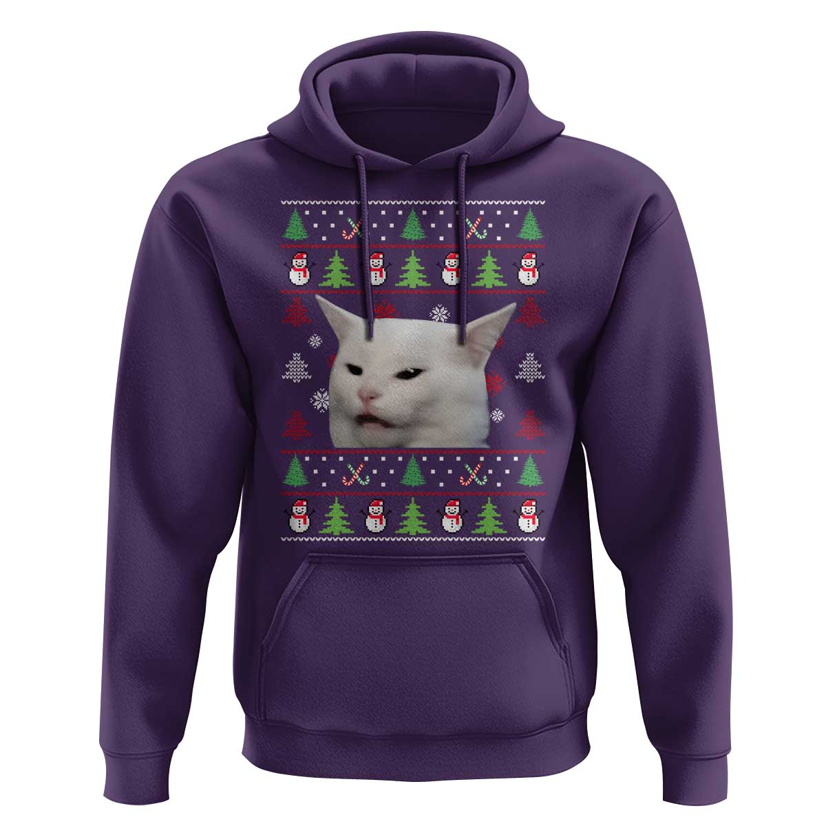 Woman Yelling At A Cat Ugly Christmas Hoodie Funny Cat Meme Matching Couple Christmas Pajama - Wonder Print Shop