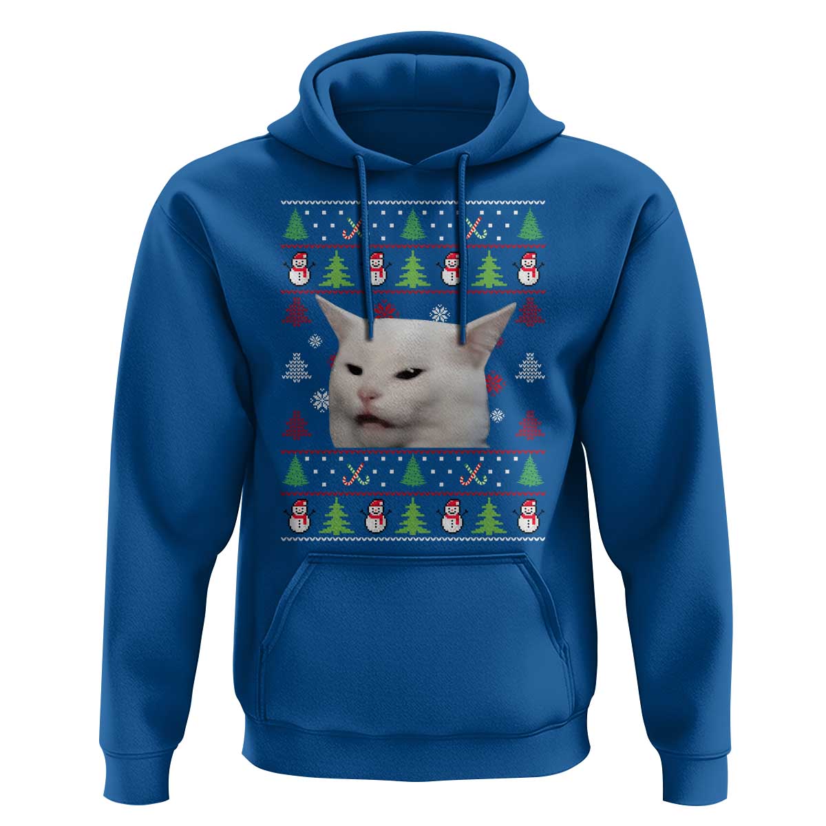 Woman Yelling At A Cat Ugly Christmas Hoodie Funny Cat Meme Matching Couple Christmas Pajama - Wonder Print Shop