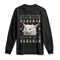Woman Yelling At A Cat Ugly Christmas Long Sleeve Shirt Funny Cat Meme Matching Couple Christmas Pajama - Wonder Print Shop