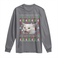 Woman Yelling At A Cat Ugly Christmas Long Sleeve Shirt Funny Cat Meme Matching Couple Christmas Pajama - Wonder Print Shop