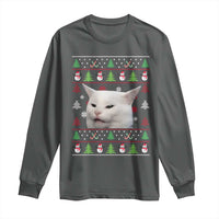 Woman Yelling At A Cat Ugly Christmas Long Sleeve Shirt Funny Cat Meme Matching Couple Christmas Pajama - Wonder Print Shop