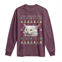 Woman Yelling At A Cat Ugly Christmas Long Sleeve Shirt Funny Cat Meme Matching Couple Christmas Pajama - Wonder Print Shop