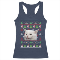 Woman Yelling At A Cat Ugly Christmas Racerback Tank Top Funny Cat Meme Matching Couple Christmas Pajama - Wonder Print Shop