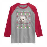 Woman Yelling At A Cat Ugly Christmas Raglan Shirt Funny Cat Meme Matching Couple Christmas Pajama - Wonder Print Shop