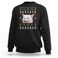 Woman Yelling At A Cat Ugly Christmas Sweatshirt Funny Cat Meme Matching Couple Christmas Pajama - Wonder Print Shop
