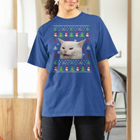 Woman Yelling At A Cat Ugly Christmas T Shirt For Women Funny Cat Meme Matching Couple Christmas Pajama - Wonder Print Shop