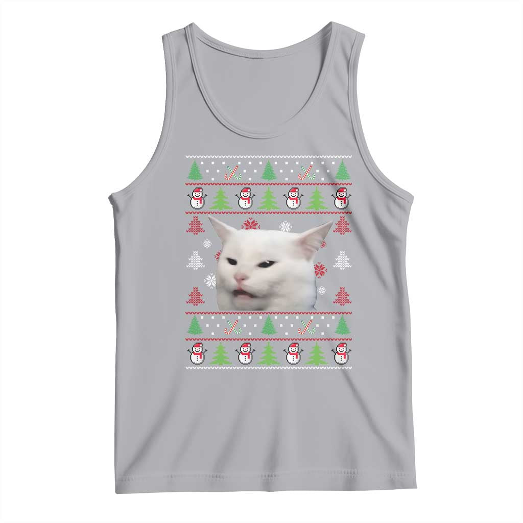 Woman Yelling At A Cat Ugly Christmas Tank Top Funny Cat Meme Matching Couple Christmas Pajama - Wonder Print Shop
