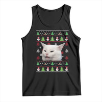 Woman Yelling At A Cat Ugly Christmas Tank Top Funny Cat Meme Matching Couple Christmas Pajama - Wonder Print Shop