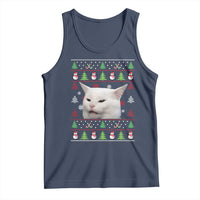 Woman Yelling At A Cat Ugly Christmas Tank Top Funny Cat Meme Matching Couple Christmas Pajama - Wonder Print Shop