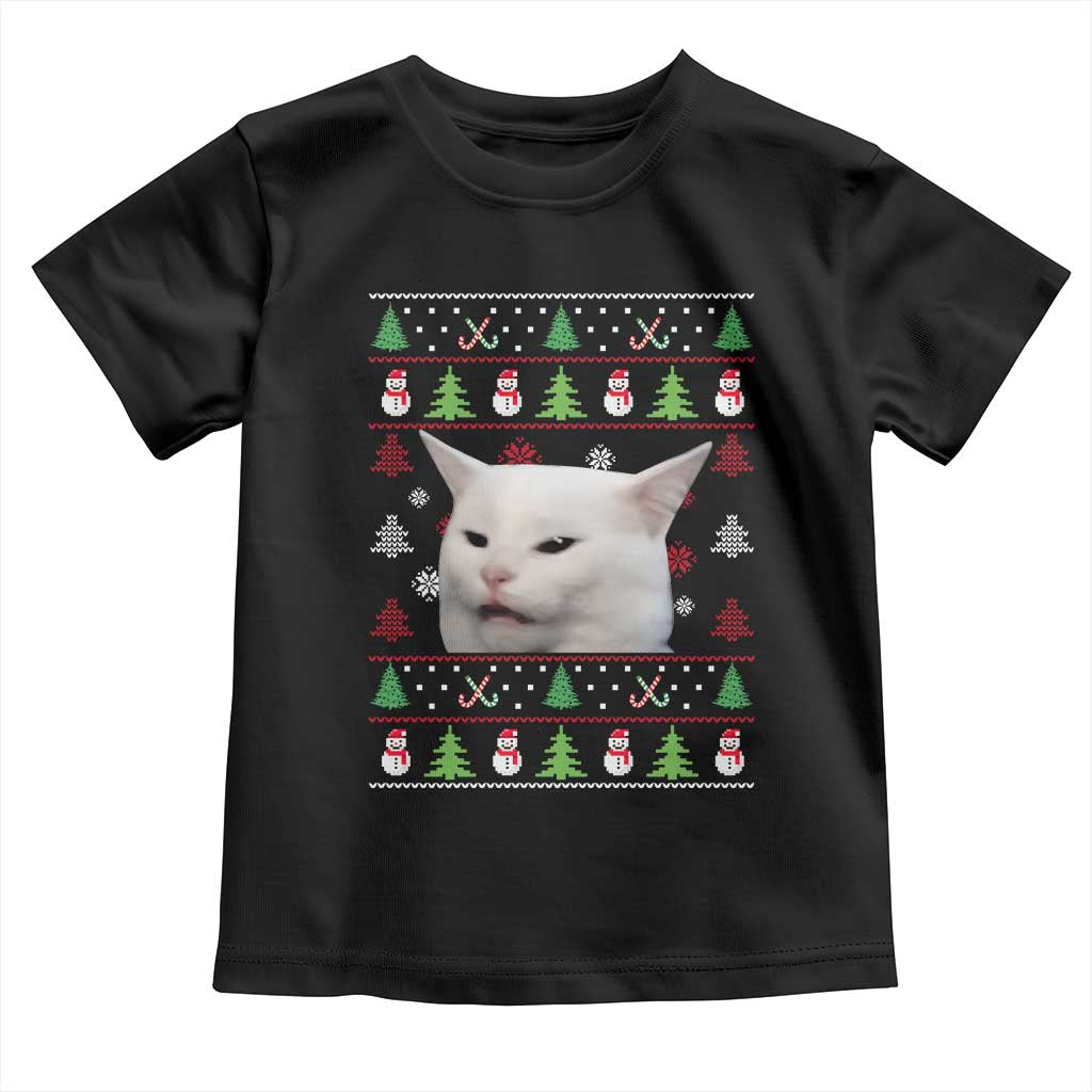 Woman Yelling At A Cat Ugly Christmas Toddler T Shirt Funny Cat Meme Matching Couple Christmas Pajama - Wonder Print Shop