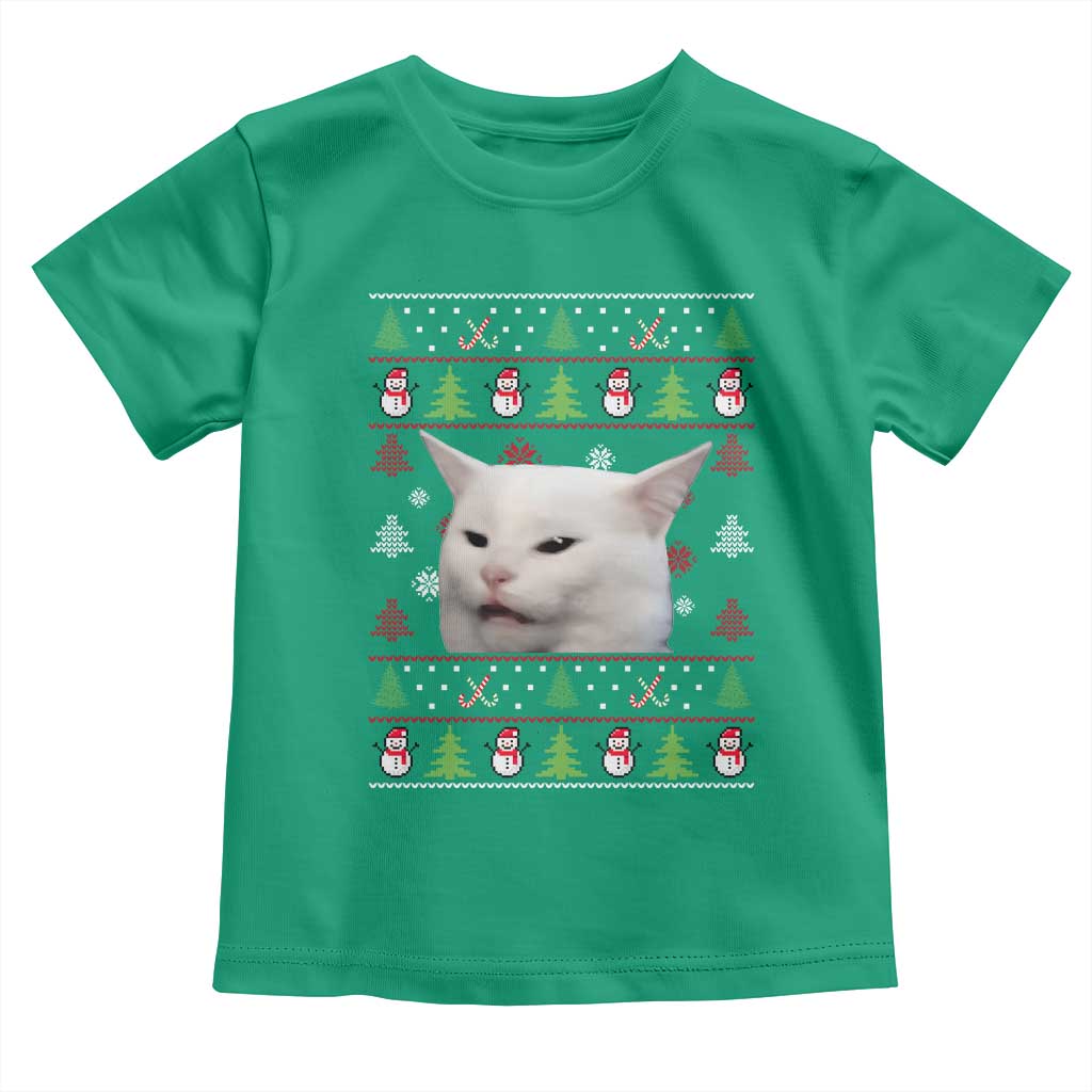 Woman Yelling At A Cat Ugly Christmas Toddler T Shirt Funny Cat Meme Matching Couple Christmas Pajama - Wonder Print Shop
