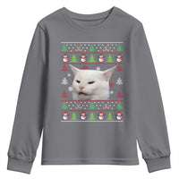 Woman Yelling At A Cat Ugly Christmas Youth Sweatshirt Funny Cat Meme Matching Couple Christmas Pajama - Wonder Print Shop