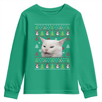 Woman Yelling At A Cat Ugly Christmas Youth Sweatshirt Funny Cat Meme Matching Couple Christmas Pajama - Wonder Print Shop