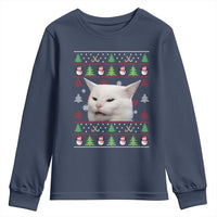 Woman Yelling At A Cat Ugly Christmas Youth Sweatshirt Funny Cat Meme Matching Couple Christmas Pajama - Wonder Print Shop