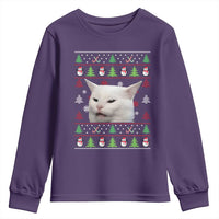 Woman Yelling At A Cat Ugly Christmas Youth Sweatshirt Funny Cat Meme Matching Couple Christmas Pajama - Wonder Print Shop