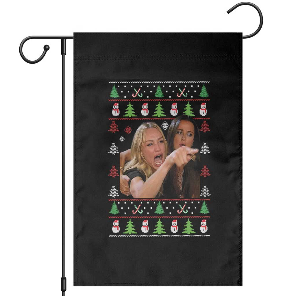 Woman Yelling At A Cat Ugly Christmas Garden Flag Funny Meme Matching Couple Christmas Pajama - Wonder Print Shop