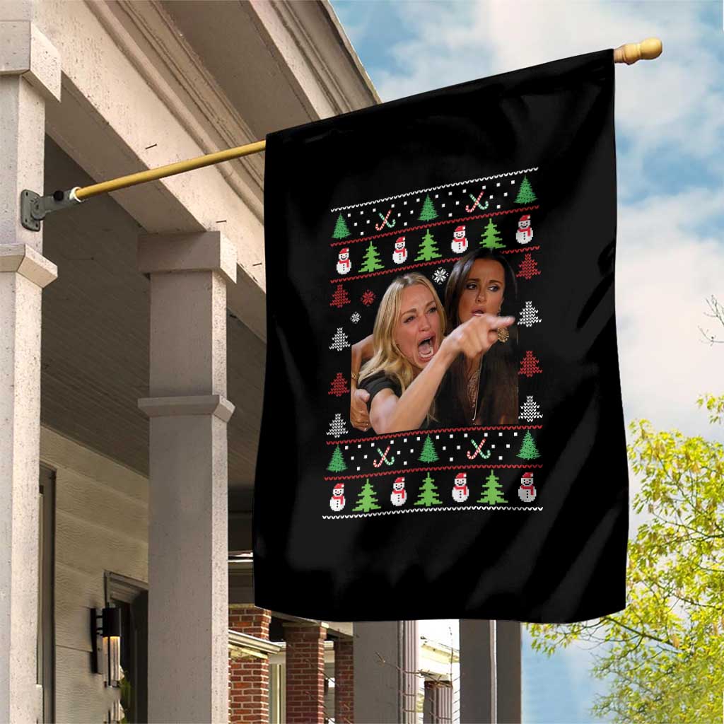 Woman Yelling At A Cat Ugly Christmas Garden Flag Funny Meme Matching Couple Christmas Pajama - Wonder Print Shop