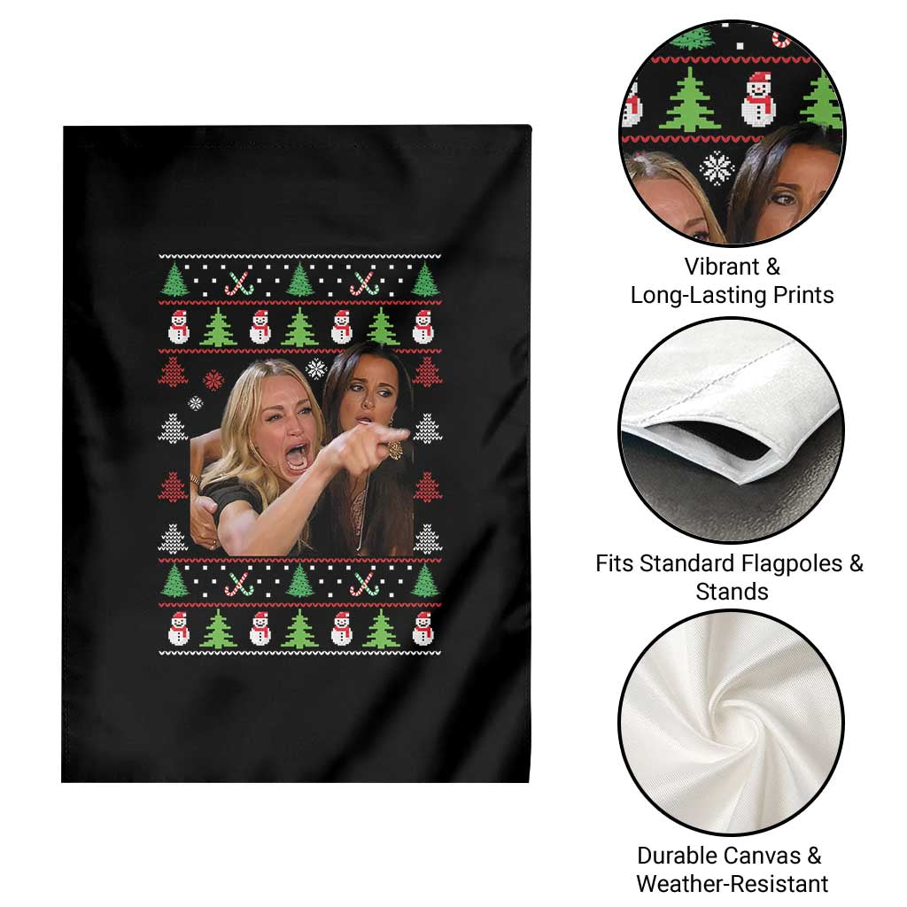 Woman Yelling At A Cat Ugly Christmas Garden Flag Funny Meme Matching Couple Christmas Pajama - Wonder Print Shop