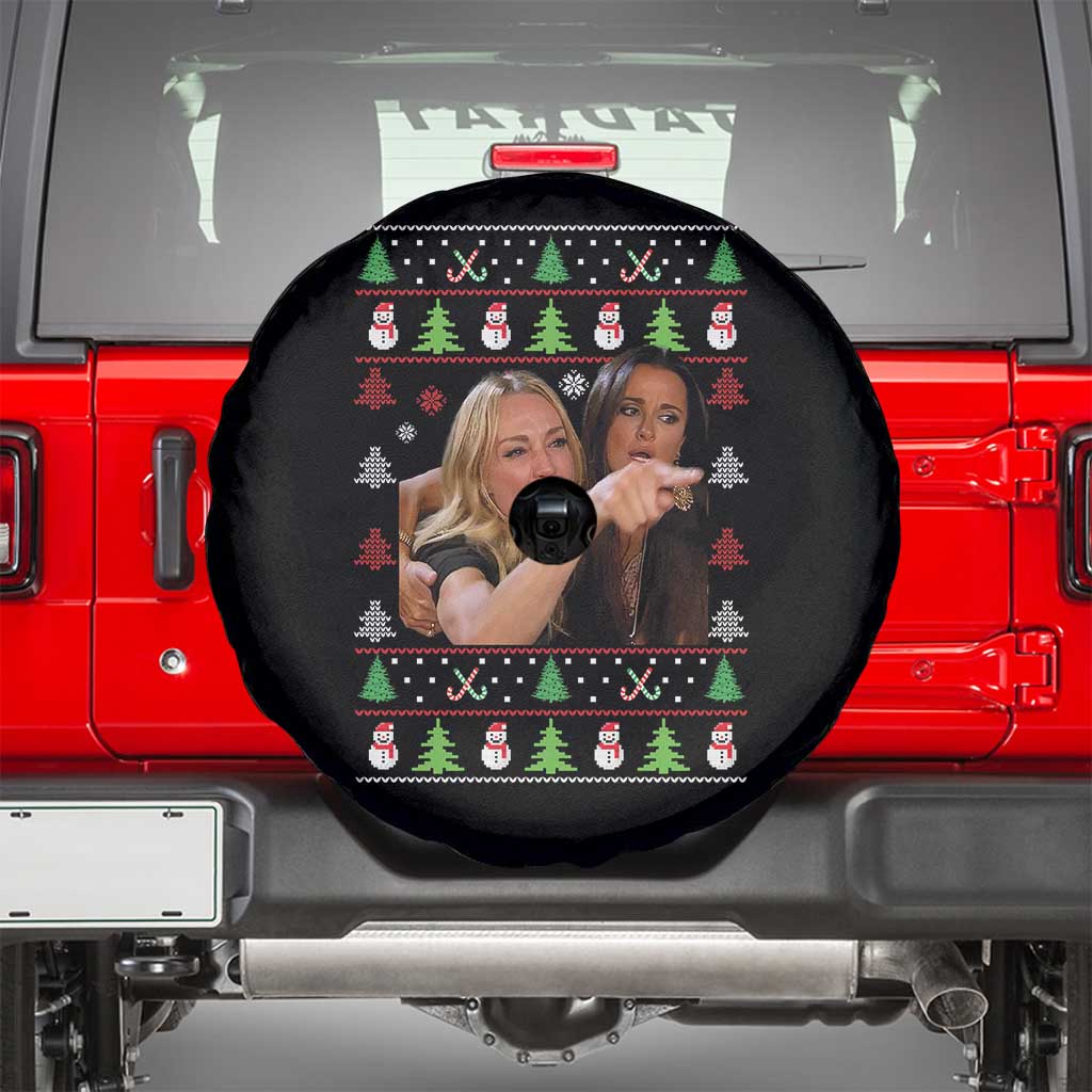 Woman Yelling At A Cat Ugly Christmas Spare Tire Cover Funny Meme Matching Couple Christmas Pajama - Wonder Print Shop