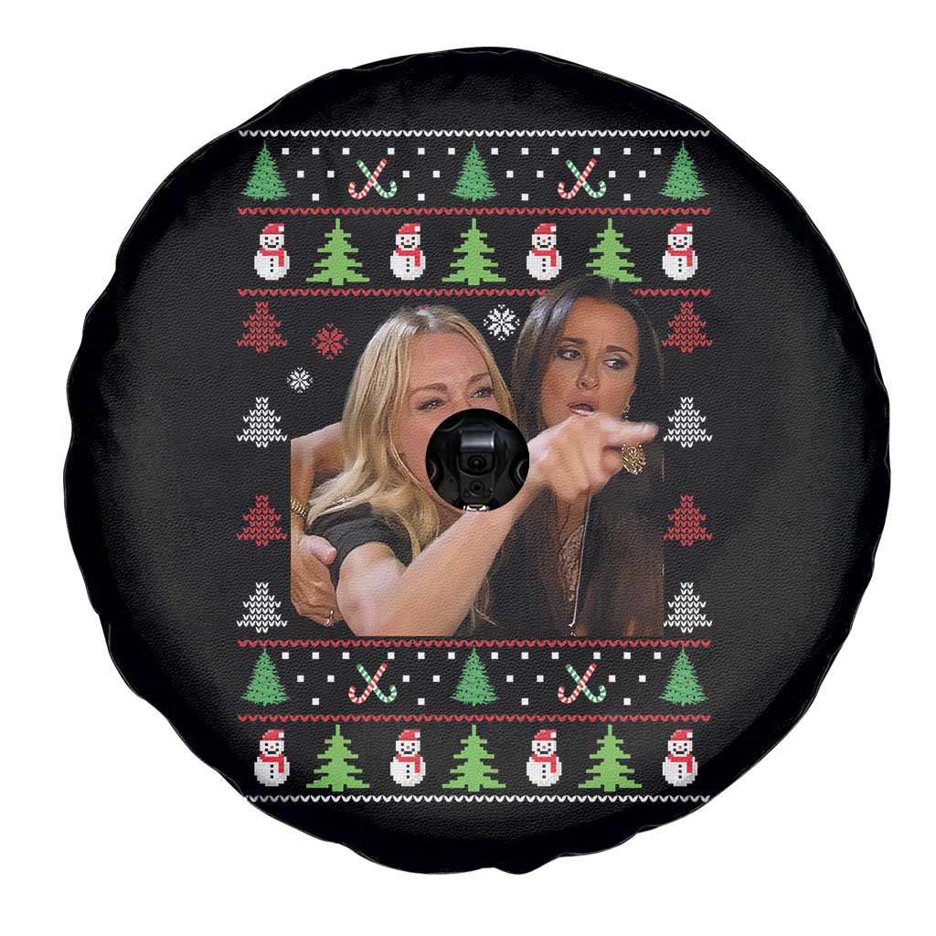 Woman Yelling At A Cat Ugly Christmas Spare Tire Cover Funny Meme Matching Couple Christmas Pajama - Wonder Print Shop