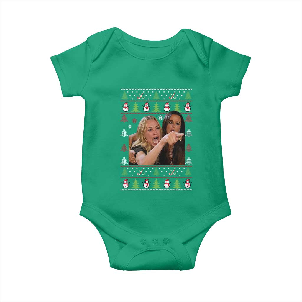 Woman Yelling At A Cat Ugly Christmas Baby Onesie Funny Meme Matching Couple Christmas Pajama - Wonder Print Shop