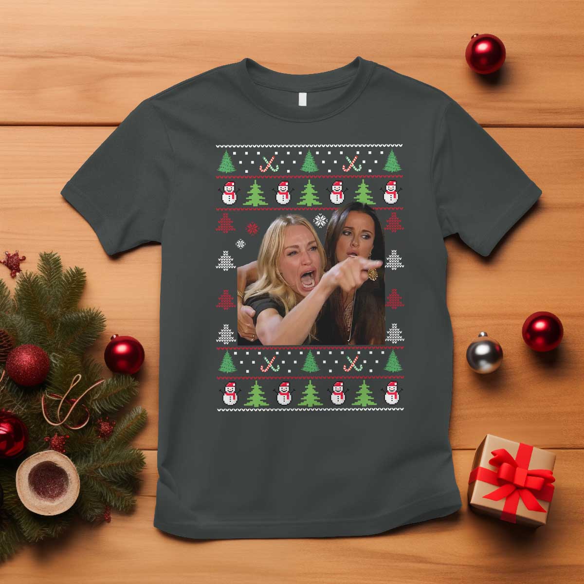 Woman Yelling At A Cat Ugly Christmas T Shirt Funny Meme Matching Couple Christmas Pajama - Wonder Print Shop