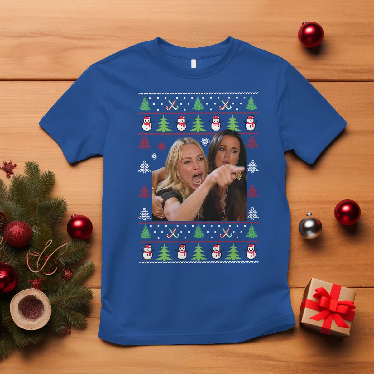 Woman Yelling At A Cat Ugly Christmas T Shirt Funny Meme Matching Couple Christmas Pajama - Wonder Print Shop