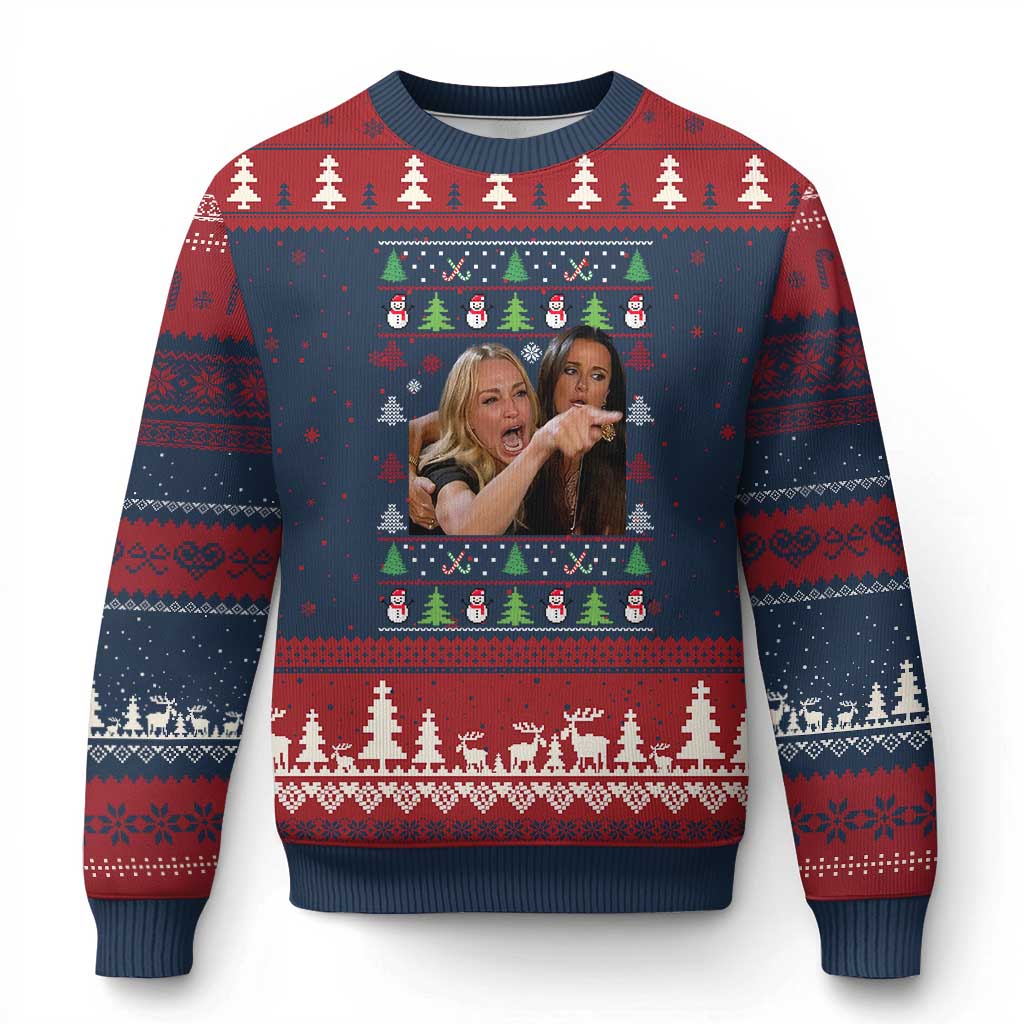 Woman Yelling At A Cat Ugly Xmas Ugly Christmas Sweater Funny Meme Matching Couple Xmas Pajama - Wonder Print Shop
