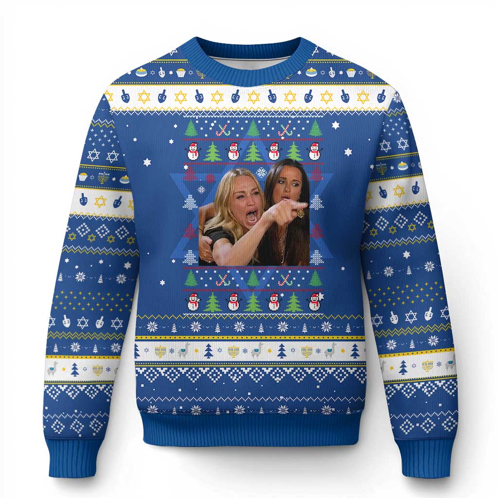 Woman Yelling At A Cat Ugly Christmas Hanukkah Ugly Sweater Funny Meme Matching Couple Christmas Pajama - Wonder Print Shop