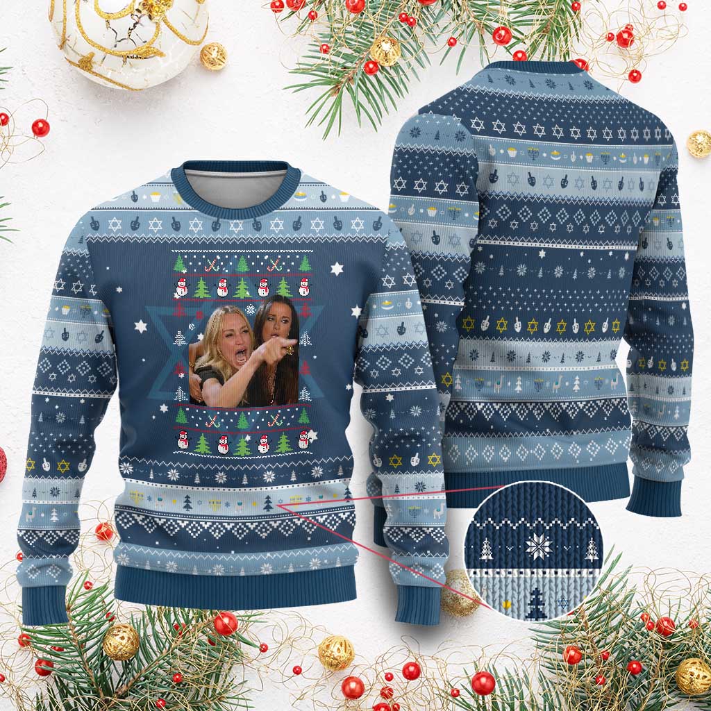 Woman Yelling At A Cat Ugly Christmas Hanukkah Ugly Sweater Funny Meme Matching Couple Christmas Pajama - Wonder Print Shop