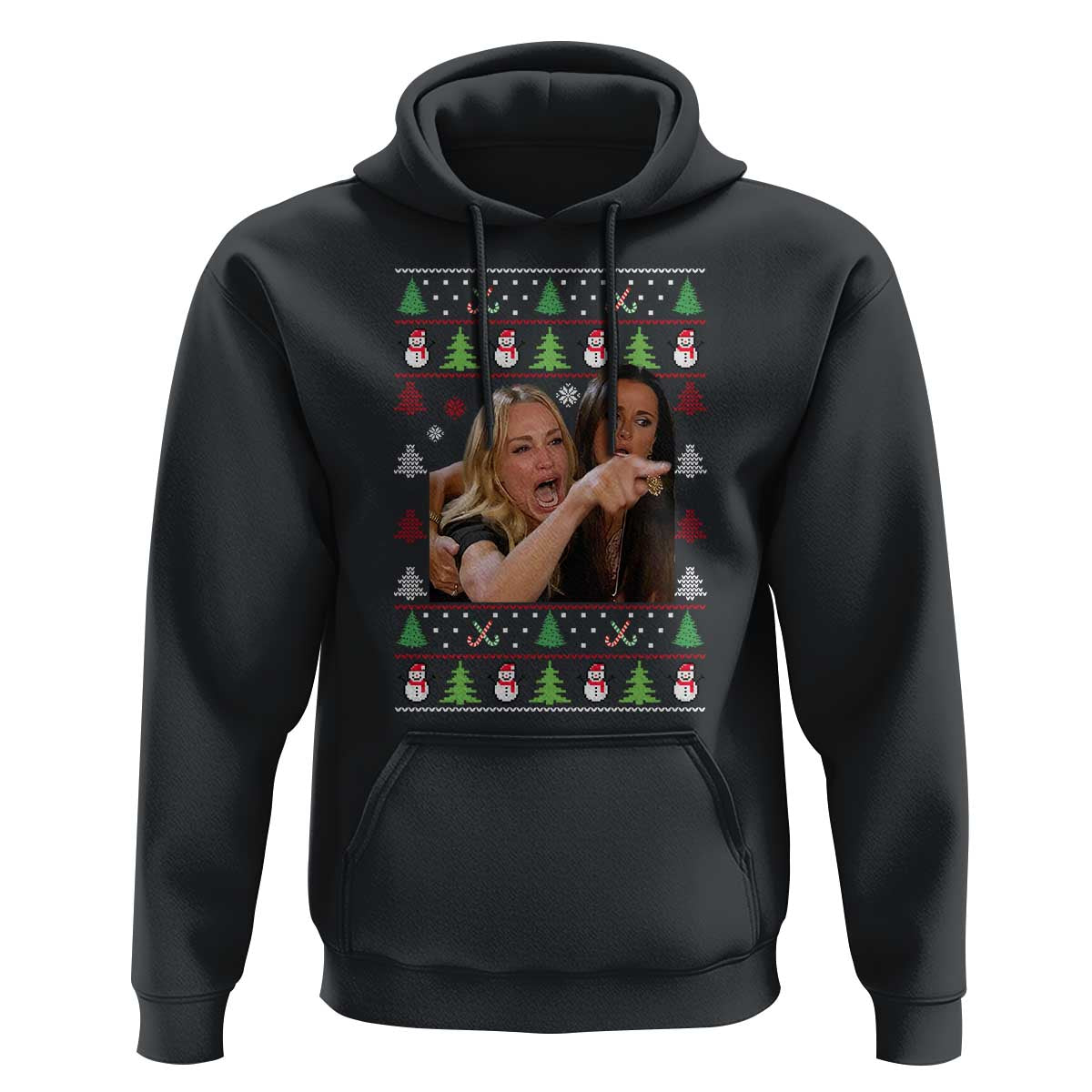 Woman Yelling At A Cat Ugly Christmas Hoodie Funny Meme Matching Couple Christmas Pajama - Wonder Print Shop