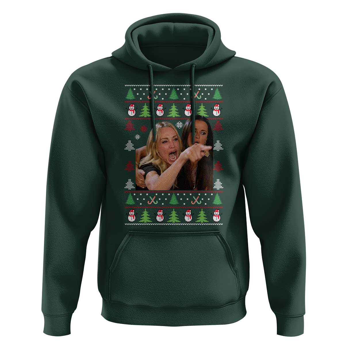 Woman Yelling At A Cat Ugly Christmas Hoodie Funny Meme Matching Couple Christmas Pajama - Wonder Print Shop