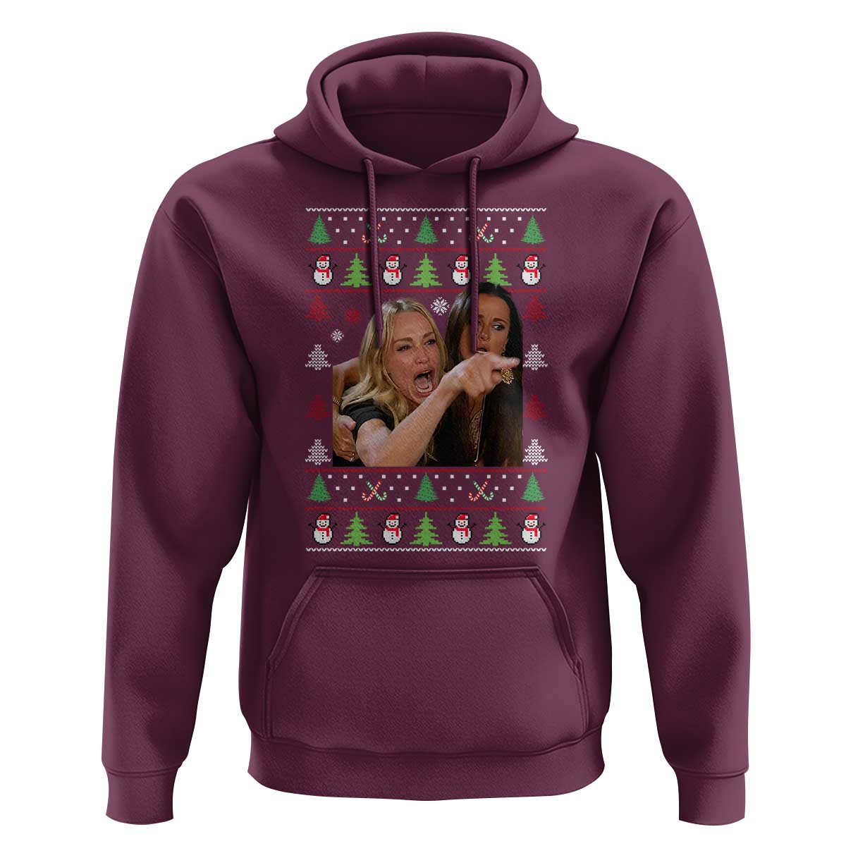 Woman Yelling At A Cat Ugly Christmas Hoodie Funny Meme Matching Couple Christmas Pajama - Wonder Print Shop