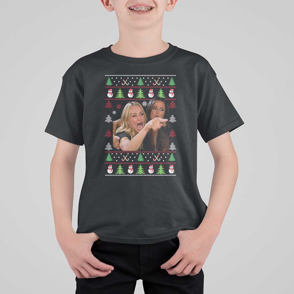 Woman Yelling At A Cat Ugly Christmas T Shirt For Kid Funny Meme Matching Couple Christmas Pajama - Wonder Print Shop