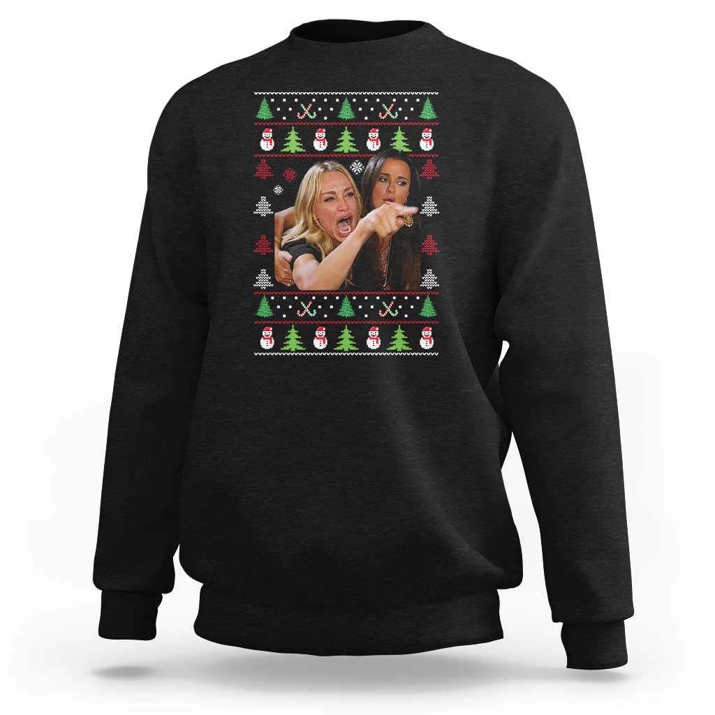 Woman Yelling At A Cat Ugly Christmas Sweatshirt Funny Meme Matching Couple Christmas Pajama - Wonder Print Shop