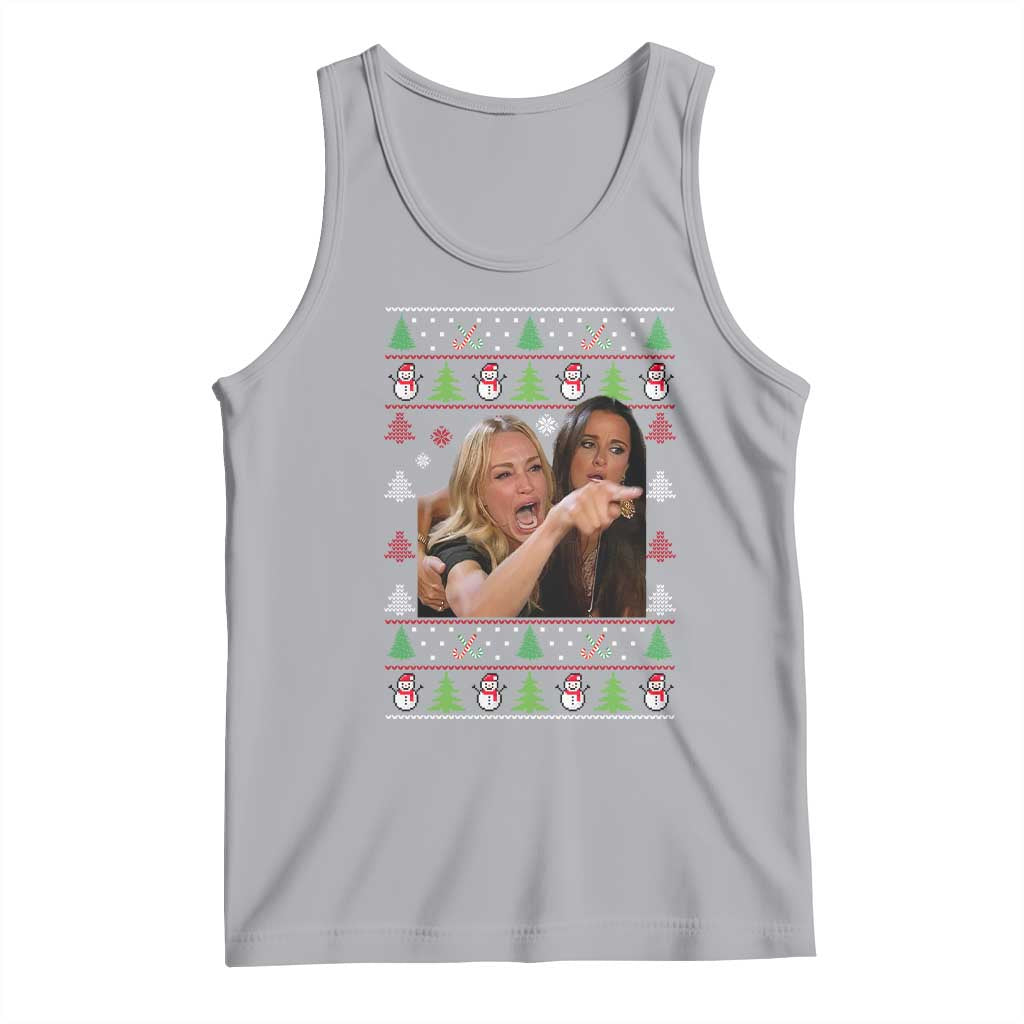 Woman Yelling At A Cat Ugly Christmas Tank Top Funny Meme Matching Couple Christmas Pajama - Wonder Print Shop