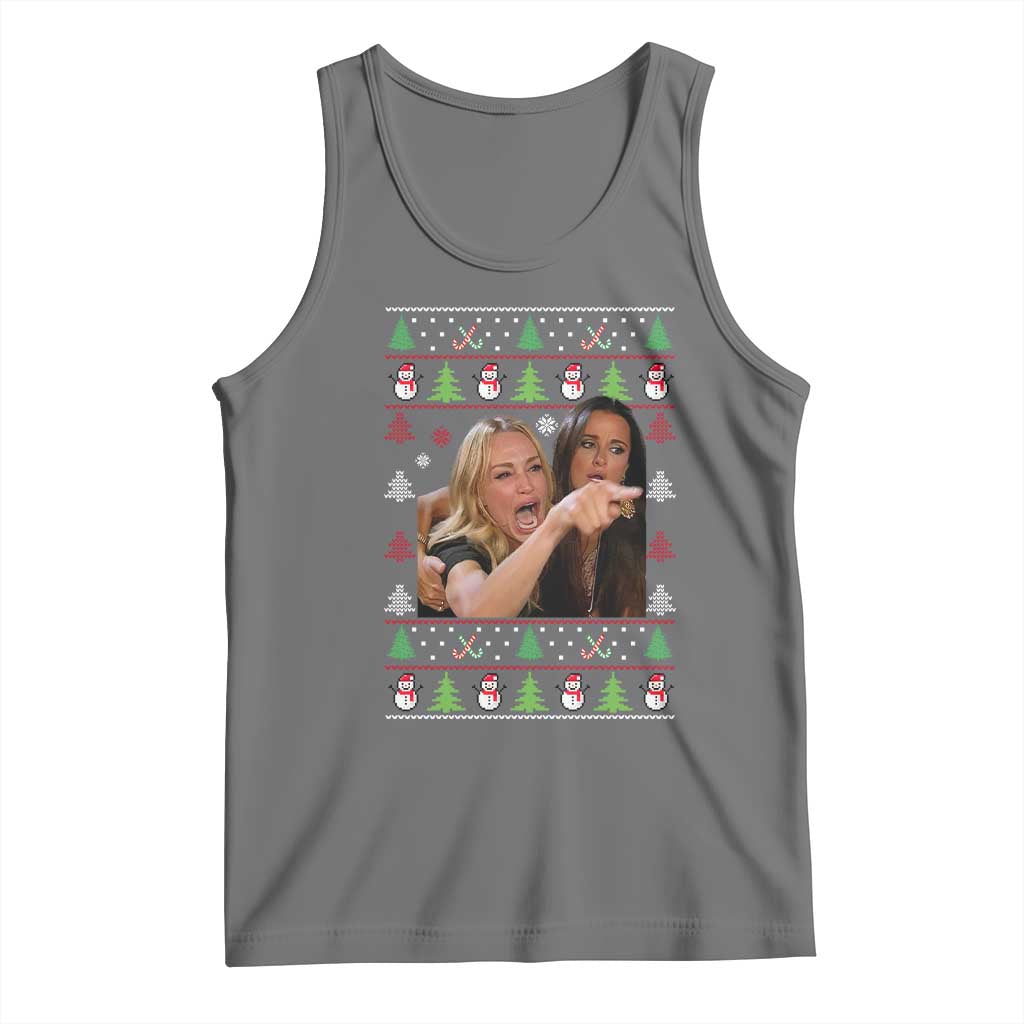 Woman Yelling At A Cat Ugly Christmas Tank Top Funny Meme Matching Couple Christmas Pajama - Wonder Print Shop