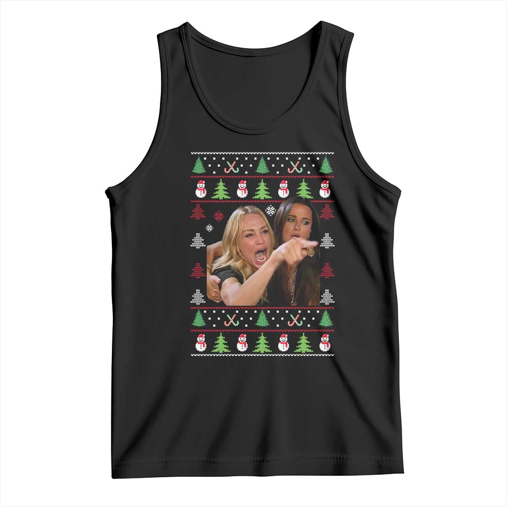 Woman Yelling At A Cat Ugly Christmas Tank Top Funny Meme Matching Couple Christmas Pajama - Wonder Print Shop