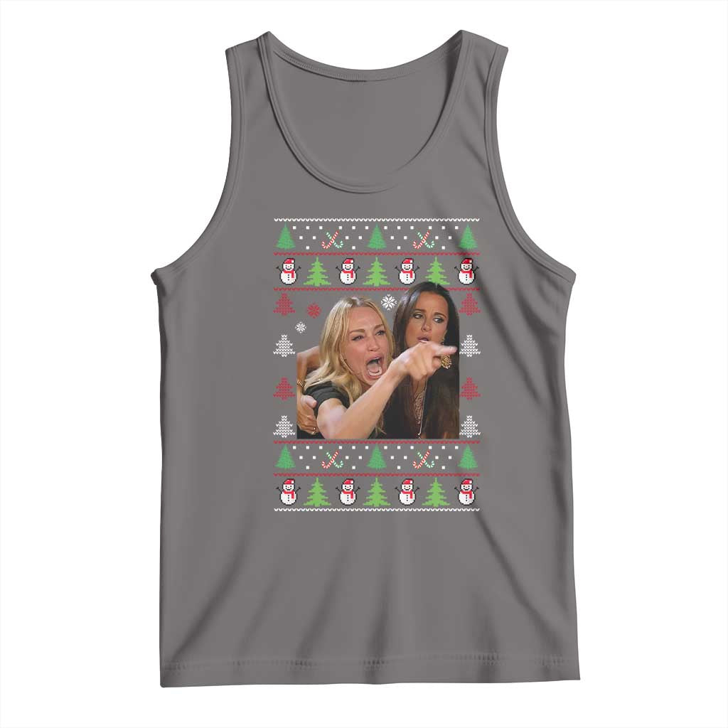 Woman Yelling At A Cat Ugly Christmas Tank Top Funny Meme Matching Couple Christmas Pajama - Wonder Print Shop