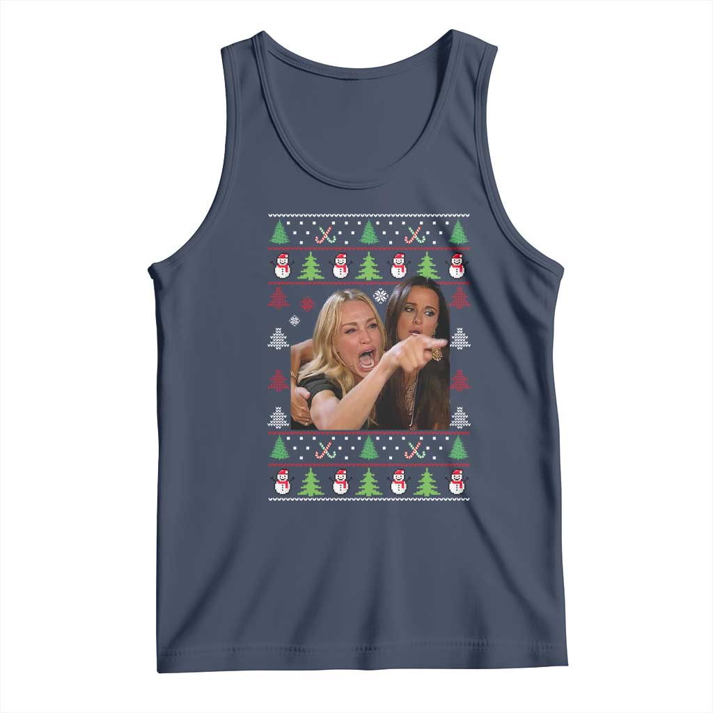 Woman Yelling At A Cat Ugly Christmas Tank Top Funny Meme Matching Couple Christmas Pajama - Wonder Print Shop