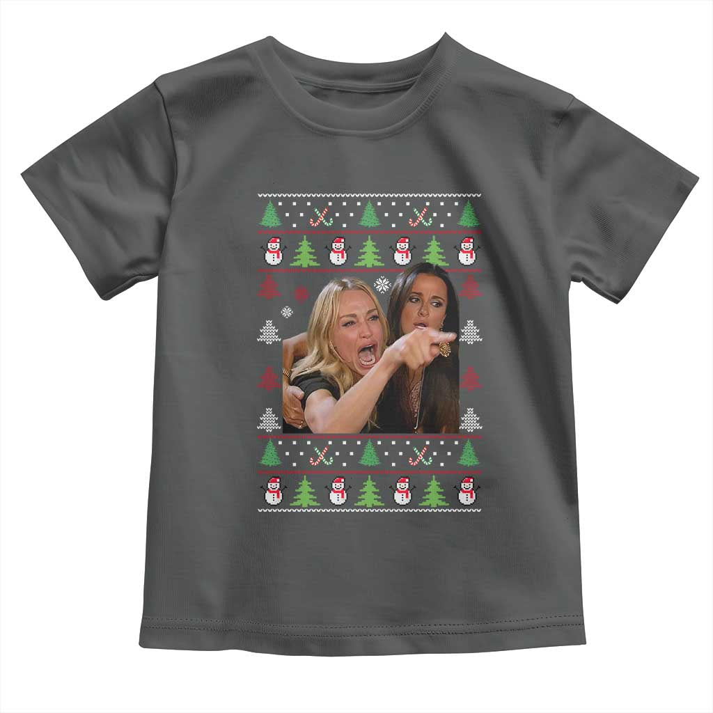 Woman Yelling At A Cat Ugly Christmas Toddler T Shirt Funny Meme Matching Couple Christmas Pajama - Wonder Print Shop